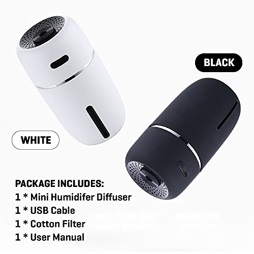 Qualis Mini USB Humidifier 200ml – Ultrasonic Cool Mist with 7 Color Light Options, Adjustable Mist Mode , Auto-Off Safe , Super Silent for Office , Car , Travel & Cute Humidifiers for Bedroom (Black) | The Storepaperoomates Retail Market - Fast Affordable Shopping