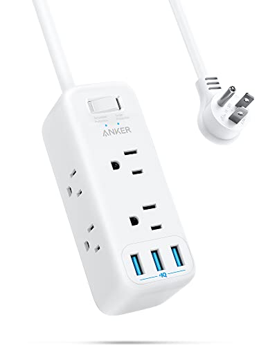 Anker USB Power Strip Surge Protector(300J), 5ft Extension Cord, Flat Plug, 331 Power Strip with 6 Outlets & 3 USB-A Ports, Charging Station, Compact for Travel,Home,Room, School,Office,TUV Listed
