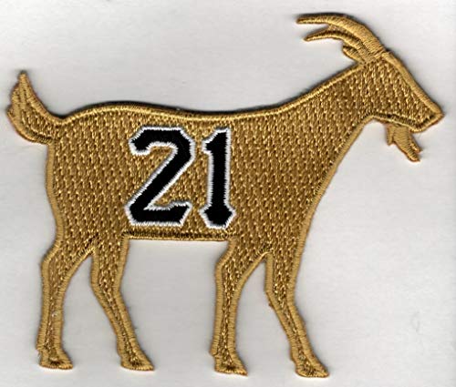 ROBERTO CLEMENTE G.O.A.T GOAT No. 21 Patch – Jersey Number Baseball Sew or Iron-On Embroidered Patch 3 1/4 x 2 3/4″