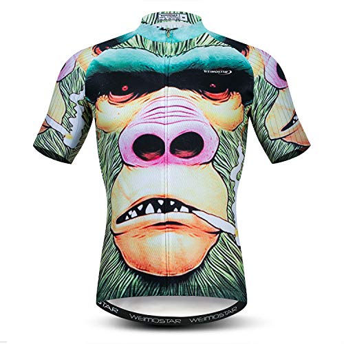 TELEYI Men’s Cycling Jersey Animal Lion Short Sleeve with 3 Rear Pockets Reflective, Quick Dry Bike Shirt Tops