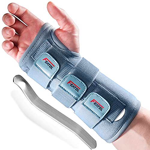 FEATOL Wrist Brace Carpal Tunnel for Women Men, Adjustable Night Sleep Support Brace with Splints Right Hand, Large/X-Large