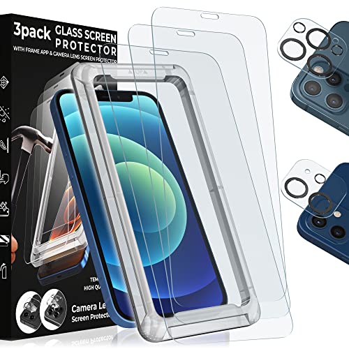 12 & 12 Pro Glass Screen Protector Tempered Glass Compatible for iPhone 12, 12 Pro w/Camera Lens Protector w/Easy Installation Case. 3 Pack Glass Screen Protector 12 Pro & 12. Hardness 9H, 2.5D