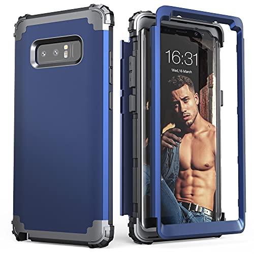 Galaxy Note 8 Case, Note 8 Case Blue for Men, IDweel 3 in 1 Shockproof Slim Hybrid Heavy Duty Protection Hard PC Cover Soft Silicone Rugged Bumper Full Body Case for Galaxy Note 8, Blue