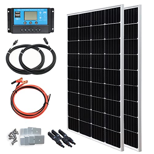 XINPUGUANG Solar Panel 300 Watt 12V Monocrystalline Solar Kit , 150W Solar Panel ,30A Charge Controller,Extension Cable,Mounting Brackets Off Grid for RV,Boat,Camper, Home (300W Solar Panel Kit)