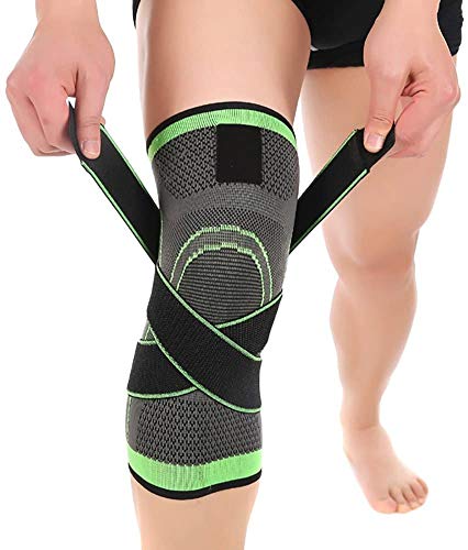 Hibucuo Knee Sleeve with Side Stabilizers, Adjustable Compression Knee Brace Support for Knee Pain, Arthritis Relief, improve Circulation Compression