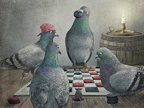 LERJIMUX Puzzle 500 Piece for Adults,Pigeons Playing Checkers Jigsaw Puzzles Fun Family Game Large Puzzle Adult Kid Game Toys Gift
