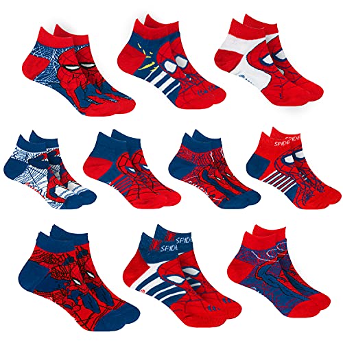 Marvel Spider-Man Socks for Boys, 10 Pairs Low Cut Socks for Boys Ages 3-9