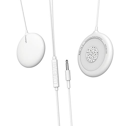 Mosalogic Pregnancy Belly Headphones Baby-Bump Speaker Pregnant Music Player with Safe Adhesives, Shares Music to The Womb, Prenatal Baby Shower Gifts for Mom，White