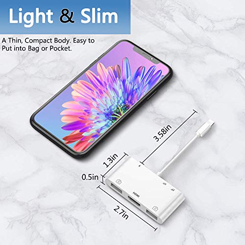 Lightning Hub iPad Adapter, 6-in-1 Lightning to HDMI Digital AV Converter, TF & SD Card Reader, USB Camera Adapter, Power Delivery Compatible with iPhone, iPad and More USB Devices | The Storepaperoomates Retail Market - Fast Affordable Shopping