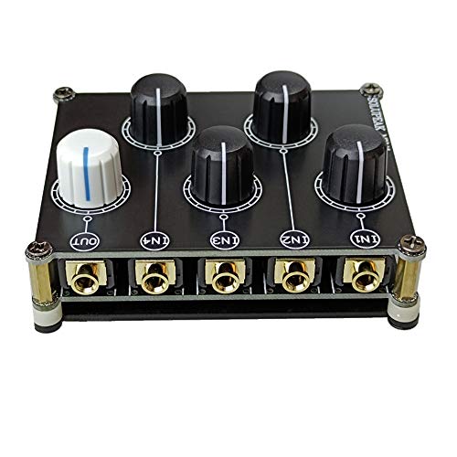 mini 4-way audio mixer Stereo 4-in-1-out AUX, Passive 3.5mm line levels control