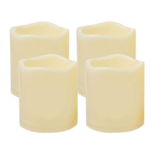 4 Pack LED Flameless Pillar Candles Waterproof Outdoor Battery Operated Candle Set with Cycling 24 Hours Timer Function for Lantern Home Garden Wedding Party Christmas Halloween Decoration 3×3 inches