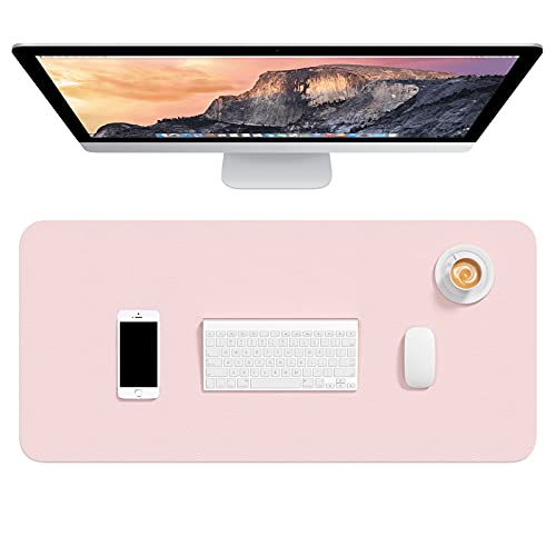 Hsurbtra Desk Pad, 30″ x 14″ PU Leather Desk Mat, XL Extended Mouse Pad, Waterproof Desk Blotter Protector, Ultra Thin Large Laptop Keyboard Mat, Non-Slip Desk Writing Pad for Office Home, Pink