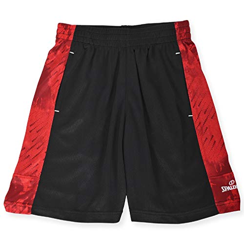 Spalding Boys Performance Athletic Basketball Gym Shorts, Black/Red, 14-16