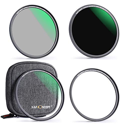 K&F Concept 82mm Magnetic Lens Filter Kit (MCUV+CPL+Neutral Density ND1000+Magnetic Adapter Ring) Multi-Coated HD/Ultra Slim/Waterproof/Scratch Resistant Optical Glass with 4 in 1 Filter Pouch
