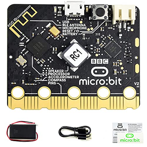 Micro:bit V2 Go Kit Pocket-Sized BBC Built-in Speaker and Microphone Upgraded Processor ARM Cortex-M4 2.4G Radio/BLE Bluetooth 5.0 Touch Sensitive Logo @XYGStudy
