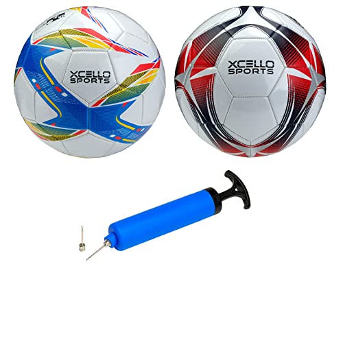 Xcello Sports Soccer Ball Size 4 Assorted Graphics with Pump (Pack of 2)