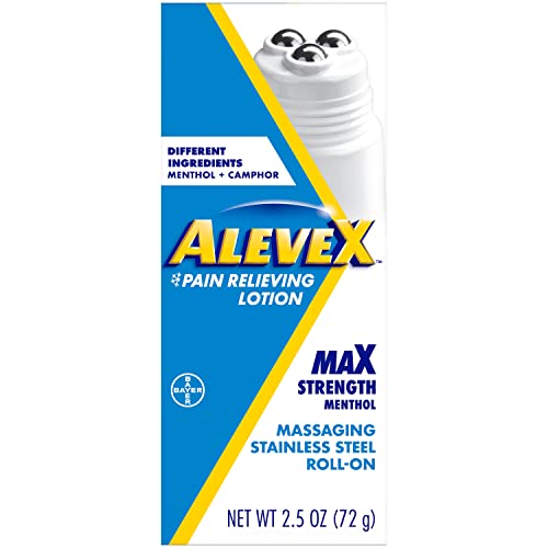 Aleve AleveX Pain Relieving Lotion with Rollerball, Powerful & Long-Lasting Targeted Pain Relief, Deep Pressure Massage Applicator, 2.5oz Rollerball