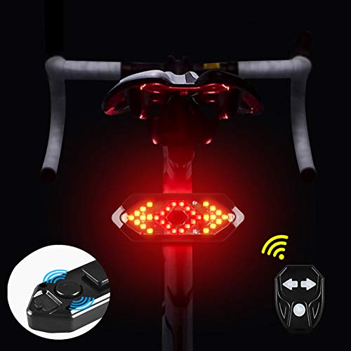 NIUAWASA Bike Tail Light with Turn Signals and Brake Light,Tweeter Wireless Remote Control Bike Rear Light Back USB Rechargeable Safety Warning Cycling Light Fits on Any Road Bicycle