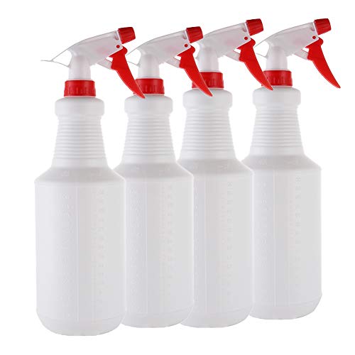 MLSD Empty Plastic Spray Bottle – 32 oz Spray Bottles for Cleaning Solutions Plants, Cleaning, Essential Oils, Hair, Plants With Adjustable Nozzle (Pack of 4)