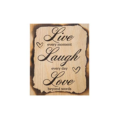 JennyGems Live Laugh Love Sign, Farmhouse Decor, 6×7.25 Inches, Inspirational Decoration, Wall Hanging, Live Laugh Love Sign, Living Room Kitchen Family Room and Office Decor, American Made