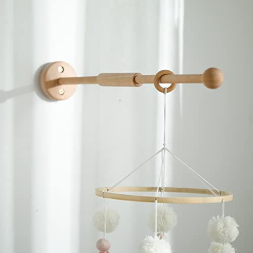 Wooden Mobile Arm Baby Mobile Hanger Screw Reinforced 21.6 Inch Crib Mobile Holder Wooden Mount Wall Bracket Baby Girl Nursery Decor (Without The Mobile)