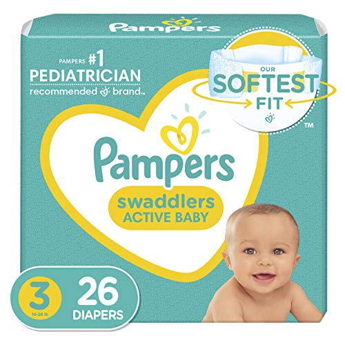 Diapers Size 3, 26 Count – Pampers Swaddlers Disposable Baby Diapers, Jumbo Pack (Packaging May Vary)