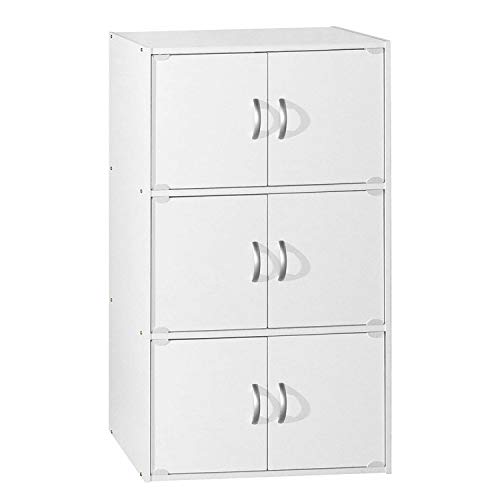 Thaweesuk Shop New White 6 Door Storage Cabinet Office Organizer Kitchen Pantry Cupboard Shelves Shelf Shelving Ample Utility Kitchen Home Furniture Compressed Wood 24″ W x 15″ D x 41″ H
