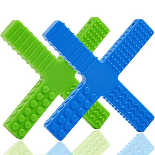 2 Pack Nearbyme Sensory Chew Stick Toys for Baby Kids Boys and Girls, Silicone Chewing Stick for Autistic Chewers, ADHD, Baby Nursing or Special Needs (X)