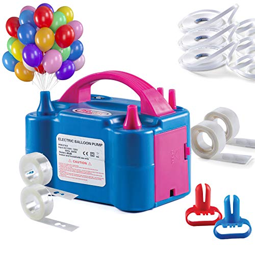 Balloon Pump with 85-Piece Balloon Decoration Set – 110V Electric Air Blower Portable Balloon Inflator for with 75 Balloons, White Ribbon, Tying Tools, Tape Strips and Dot Glue for Party Decoration