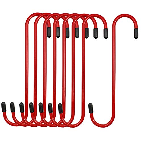 4LIFETIMELINES Brake Caliper Hanger Hooks, Durable Steel, Red Powder Coated with Rubber Tips, for Automotive Work on Brake Axle and Suspesion Systems – 8 Pack