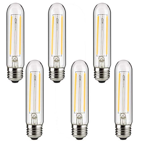 Sunlite 40232 LED Filament T10 Tubular Light Bulb, 2 Watts (25W Equivalent), 160 Lumens, E26 Base, Dimmable, 126mm, 6 Pack 2700K – Warm White