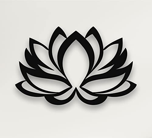 DEKADRON Metal Wall Art – Lotus Flower – 3D Wall Silhouette Metal Wall Decor Home Office Decoration Bedroom Living Room Decor Sculpture (Black, 30″ W x 20″ H/75x51cm)