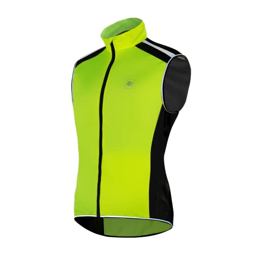 CGLRybO Men’s Cycling Bike Vest High Reflective Running Vest Windproof Lightweight Sleeveless Outdoor Sports Jacket（Green,Large）