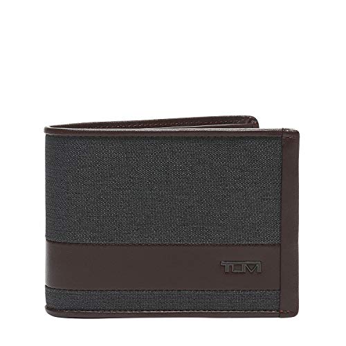 TUMI – Alpha Double Billfold Wallet for Men – Anthracite/Brown