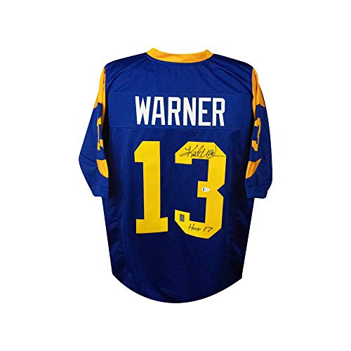 Kurt Warner HOF 17 Autographed St Louis Rams Custom Blue Football Jersey – BAS COA