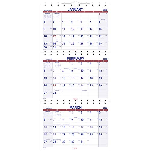2022 Wall Calendar by AT-A-GLANCE, 12″ x 27″, Large, Move-A-Page, Three-Month (PMLF1128)