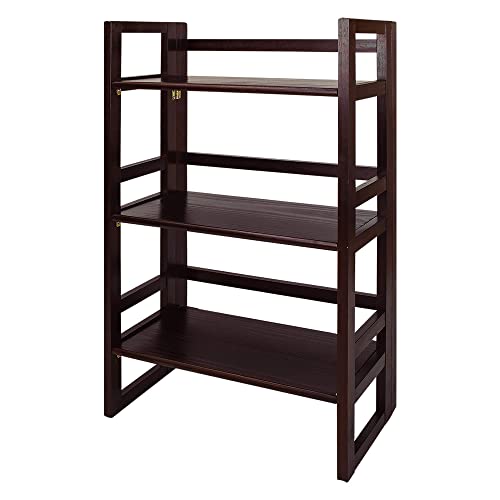 Casual Home 3-Shelf Folding Student Bookcase 20.75″ Wide-Espresso