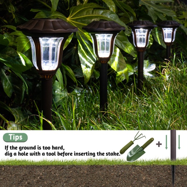 GIGALUMI Solar Pathway Lights, 8 Pack Bright Solar Garden Lights, Solar Powered Walkway Lights, Solar Lights Outdoor Waterproof Solar Path Lights for Yard, Patio, Driveway (Cold White)…
