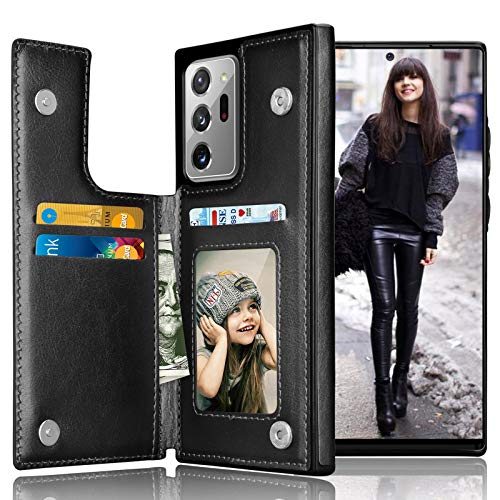 Tekcoo Galaxy Note 20 Ultra Wallet Case, Minimalist Luxury PU Leather ID Cash Credit Card Holder Slots Magnetic Closure Kickstand Folio Flip Slim Protective Cover for Samsung Note20 Ultra 5G [Black]