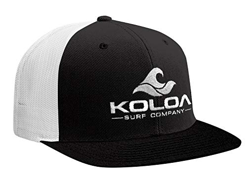 Koloa Surf Mesh Back Wave Logo Trucker Hat in Black/WhiteMesh White Logo