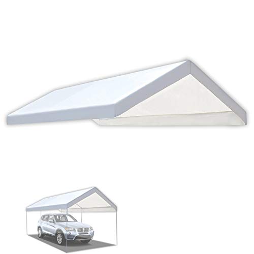 BenefitUSA 10’x20′ Carport Replacement Top Cover for Garage Shelter with Cable Ties, White (Frame Not Included)