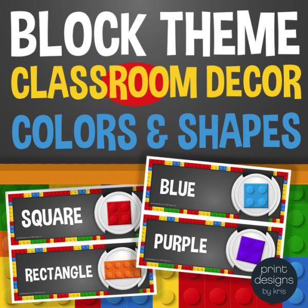 Block Style Theme – Colors & Shapes Classroom Signs