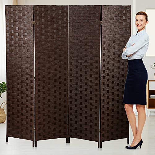 Room Dividers Privacy Screen Room Panel Folding Screens 4 Panel Partition Wall 6FT Tall Room Divider for Living Room Bedroom Study Portable Room Seperating Home Furniture Cheap dividers,Brown