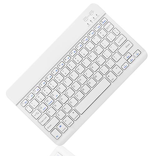 EVACH Ultra Slim Bluetooth Keyboard Compatible with Amazon Fire 10/iPad 10.2″/iPad Air/iPad Pro,iPhone and Other Devices Including iOS/Android/Windows,White