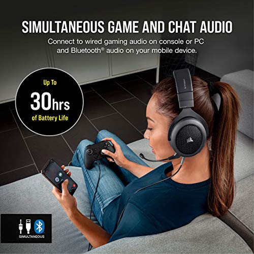 Corsair HS70 Bluetooth – Wired Gaming Headset with Bluetooth – Works with PC, Mac, Xbox Series X, Xbox Series S, Xbox One, PS5, PS4, Nintendo Switch, iOS and Android – Carbon/Black (Renewed) | The Storepaperoomates Retail Market - Fast Affordable Shopping