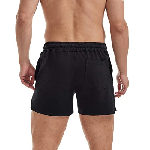 AIMPACT Mens Gym Bodybuilding Shorts 5 Inseam Drawstring Gym Cotton Shorts with Pockets(BlackL(3XL) | The Storepaperoomates Retail Market - Fast Affordable Shopping