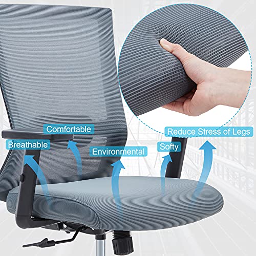 Farini Mid-Back Mesh Office Desk Chair Ergonomic Swivel Executive Desk Chair with Lumbar Support Adjustable Height Arm (Grey) | The Storepaperoomates Retail Market - Fast Affordable Shopping