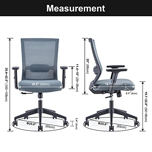 Farini Mid-Back Mesh Office Desk Chair Ergonomic Swivel Executive Desk Chair with Lumbar Support Adjustable Height Arm (Grey) | The Storepaperoomates Retail Market - Fast Affordable Shopping
