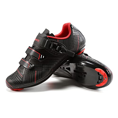 Santic Cycling Shoes Road Cycling Riding Shoes Mountain Bike Shoes Compatible with SPD and Delta Lock Pedal Bike Shoes – Roadway Black