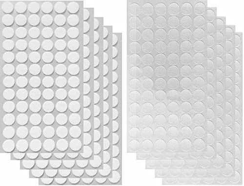 Self Adhesive Dots, Strong Adhesive 1000pcs(500 Pairs) 0.59″ Diameter Sticky Back Coins Nylon Coins, Hook & Loop ClearDots with Waterproof Sticky Glue Coins Tapes, Suitable for Classroom, Office, Home